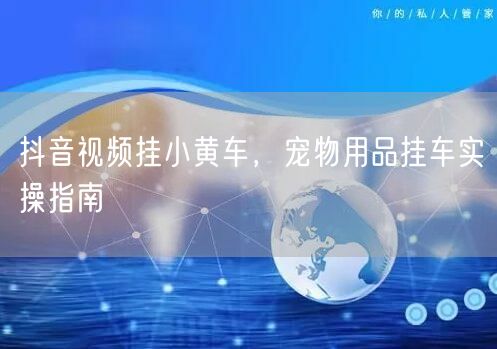 抖音视频挂小黄车，宠物用品挂车实操指南