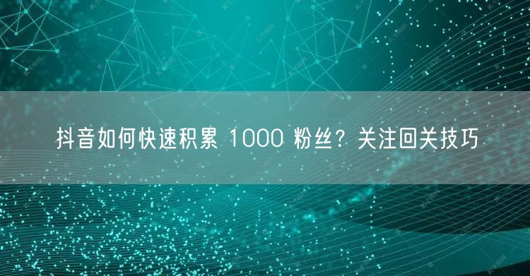 抖音如何快速积累 1000 粉丝？关注回关技巧