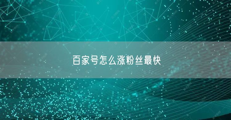 百家号怎么涨粉丝最快