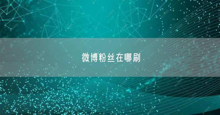 微博粉丝在哪刷